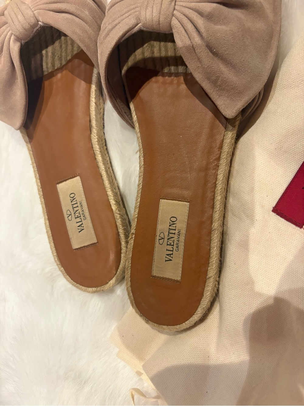 Valentino Garavani Blush Bow Espadrille Slide